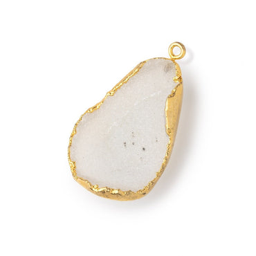 31x22mm Gold Leafed White Concave Drusy Pendant 1 focal piece (ONLINE ORDER ONLY)