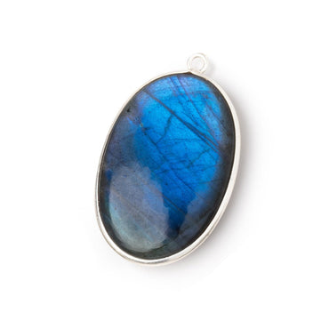 31x22mm Sterling Silver Bezel Labradorite Plain Oval Pendant 1 Focal (ONLINE ORDER ONLY)