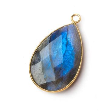 31x22mm Vermeil Bezel Labradorite faceted pear Pendant 1 piece (ONLINE ORDER ONLY)