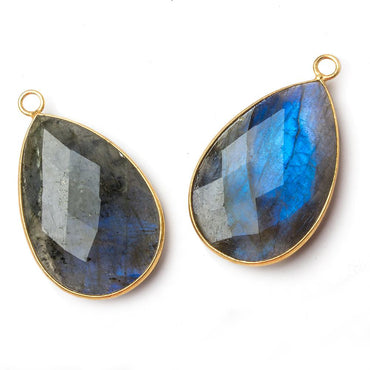 31x22mm Vermeil Bezel Labradorite faceted pear Pendant 1 piece (ONLINE ORDER ONLY)