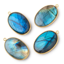 31x22mm Vermeil Bezel Labradorite Plain Oval Pendant 1 Focal (ONLINE ORDER ONLY)