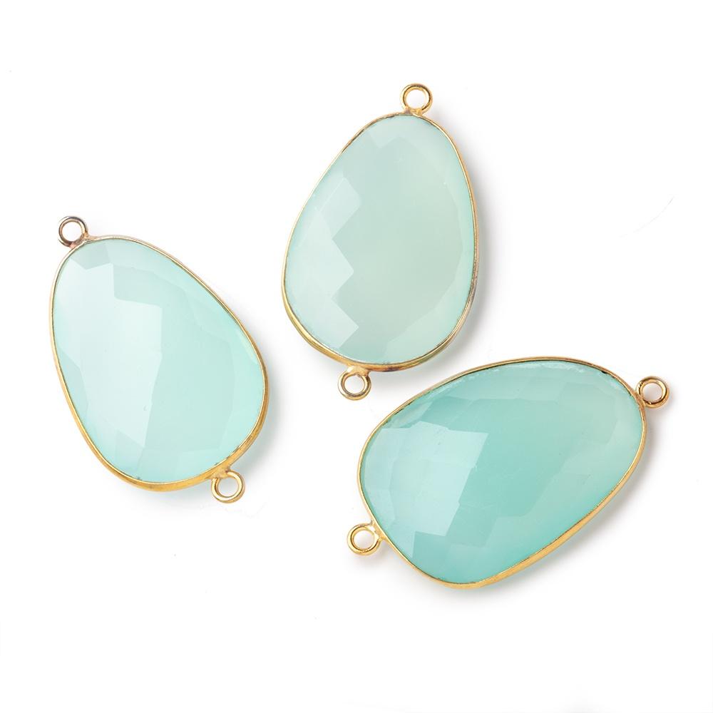 31x22mm Vermeil Bezel Seafoam Chalcedony Faceted Nugget Connector 1 piece (ONLINE ORDER ONLY)