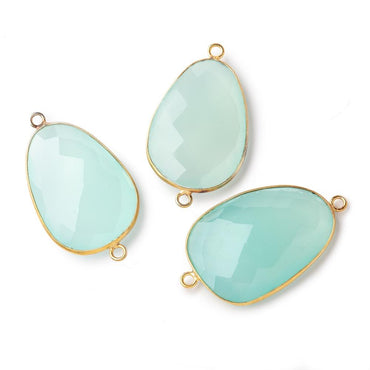 31x22mm Vermeil Bezel Seafoam Chalcedony Faceted Nugget Connector 1 piece (ONLINE ORDER ONLY)