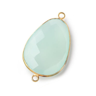 31x22mm Vermeil Bezel Seafoam Chalcedony Faceted Nugget Connector 1 piece (ONLINE ORDER ONLY)