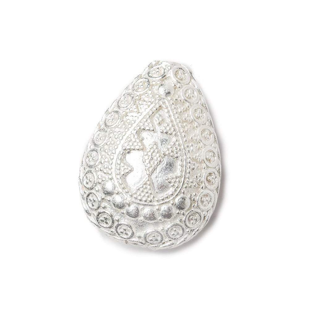 31x22x12mm Sterling Silver Plated Copper Pear Elegant Bali 1 bead (ONLINE ORDER ONLY)