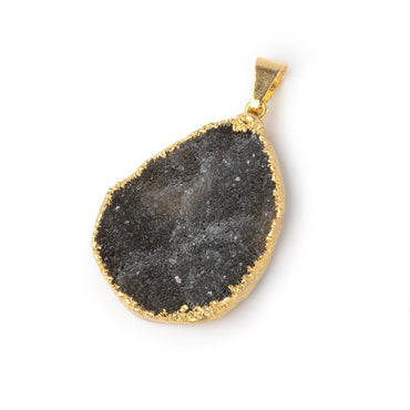 31x24mm Gold Leafed Gray Drusy Pendant 1 focal piece (ONLINE ORDER ONLY)