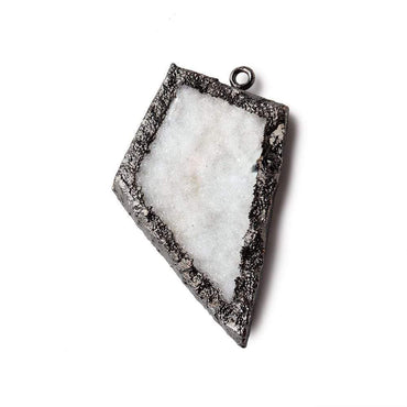31x26mm Black Gold Leafed White Drusy Freeform Pendant 1 piece (ONLINE ORDER ONLY)