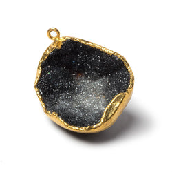 31x26x14mm Gold Leafed Black & Grey Concave Drusy Focal Pendant 1 piece (ONLINE ORDER ONLY)