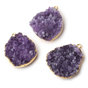 31x28mm Gold Leafed Amethyst Drusy Pendant 1 piece (ONLINE ORDER ONLY)