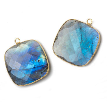 31x31mm Vermeil Bezel Labradorite faceted pillow Pendant 1 piece (ONLINE ORDER ONLY)
