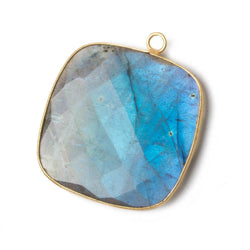 31x31mm Vermeil Bezel Labradorite faceted pillow Pendant 1 piece (ONLINE ORDER ONLY)