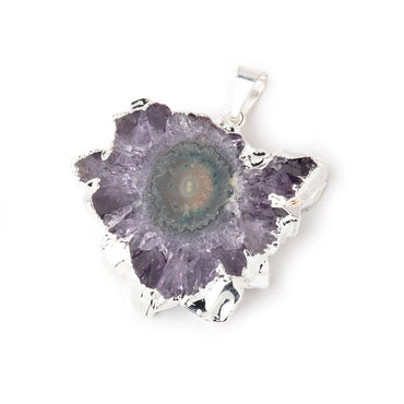 31x36mm Silver Leafed Amethyst Solar Quartz Slice Pendant 1 focal piece (ONLINE ORDER ONLY)