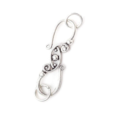 31x8mm Antiqued Sterling Silver Elongated S Hook with Paisley 1 Finding (ONLINE ORDER ONLY)