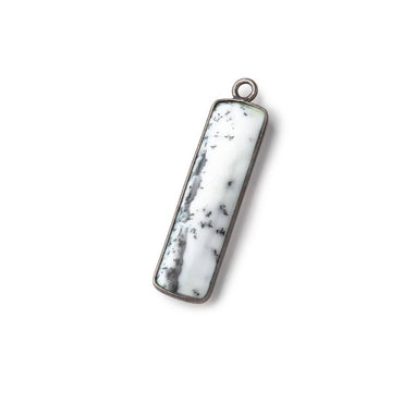 31x9mm Black Gold Bezel Dendritic Opal Plain Bar Pendant 1 piece (ONLINE ORDER ONLY)