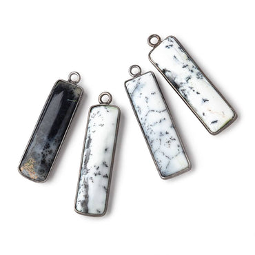 31x9mm Black Gold Bezel Dendritic Opal Plain Bar Pendant 1 piece (ONLINE ORDER ONLY)