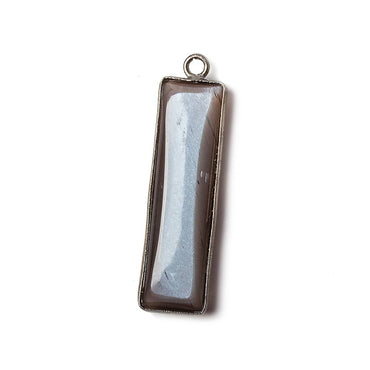31x9mm Silver Bezel Chocolate Moonstone north south bar Pendant 1 focal bead (ONLINE ORDER ONLY)