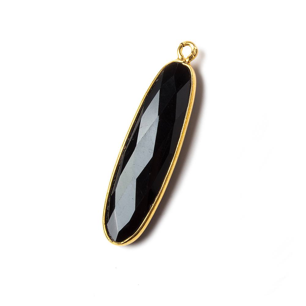31x9x5mm Vermeil Bezel Black Chalcedony Elongated Oval Pendant 1 pc (ONLINE ORDER ONLY)
