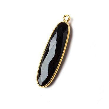 31x9x5mm Vermeil Bezel Black Chalcedony Elongated Oval Pendant 1 pc (ONLINE ORDER ONLY)