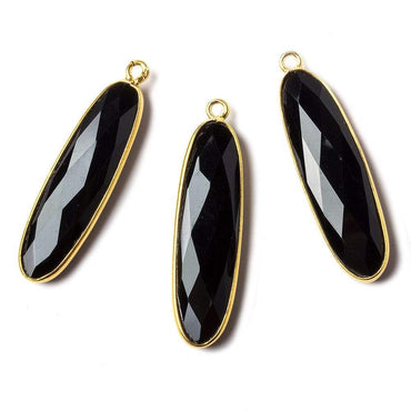 31x9x5mm Vermeil Bezel Black Chalcedony Elongated Oval Pendant 1 pc (ONLINE ORDER ONLY)