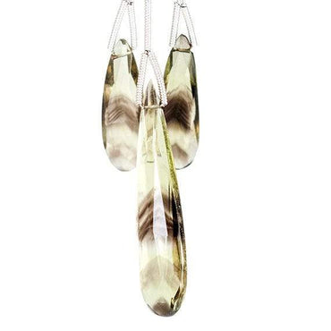 32 - 34mm Bi-Color Quartz Elongated Faceted Pear Focal Set of 3 (ONLINE ORDER ONLY)