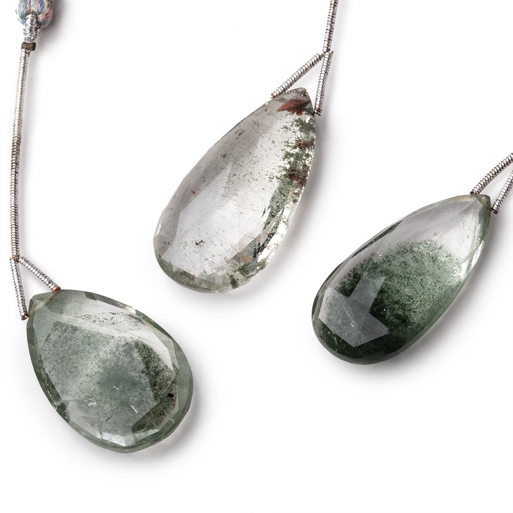 32-34mm Moss Quartz Faceted Pear Focal 1 Bead (ONLINE ORDER ONLY)