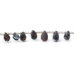 5x4-8x5mm Black Drusy Agate Pear Beads 7.5 inch 23 pieces (ONLINE ORDER ONLY)