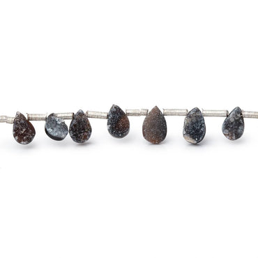 5x4-8x5mm Black Drusy Agate Pear Beads 7.5 inch 23 pieces (ONLINE ORDER ONLY)