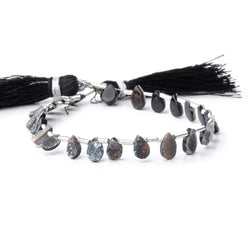 5x4-8x5mm Black Drusy Agate Pear Beads 7.5 inch 23 pieces (ONLINE ORDER ONLY)