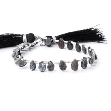 5x4-8x5mm Black Drusy Agate Pear Beads 7.5 inch 23 pieces (ONLINE ORDER ONLY)