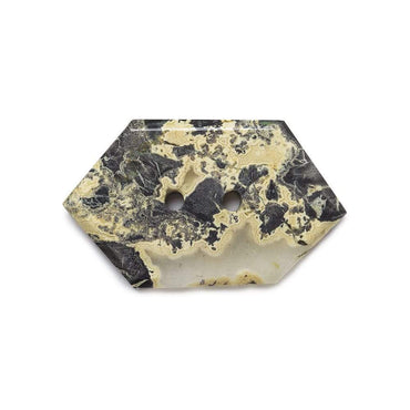 32.5x20mm Black & Tan Jasper Modified Hexagon 2.5mm hole button 1 piece (ONLINE ORDER ONLY)