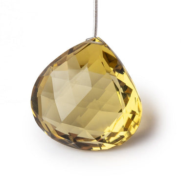 32mm Lemon Quartz Faceted Heart Focal Bead 1 Piece AAA (ONLINE ORDER ONLY)