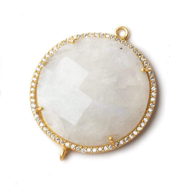 32mm Vermeil CZ Bezel Rainbow Moonstone Coin Connector 1 piece (ONLINE ORDER ONLY)