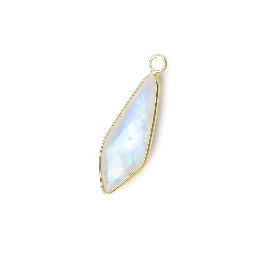 32x11mm Vermeil Bezel Rainbow Moonstone faceted fancy kite pendant 1 piece (ONLINE ORDER ONLY)