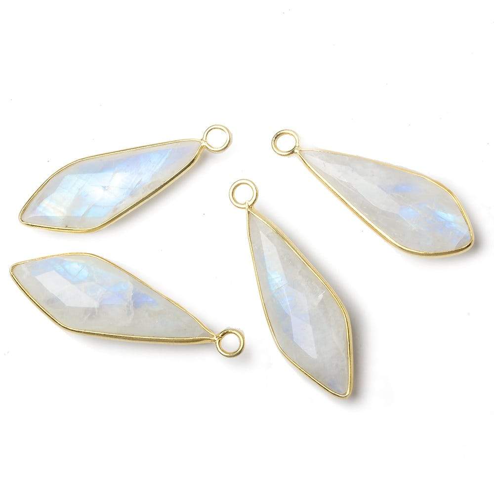 32x11mm Vermeil Bezel Rainbow Moonstone faceted fancy kite pendant 1 piece (ONLINE ORDER ONLY)