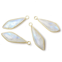 32x11mm Vermeil Bezel Rainbow Moonstone faceted fancy kite pendant 1 piece (ONLINE ORDER ONLY)