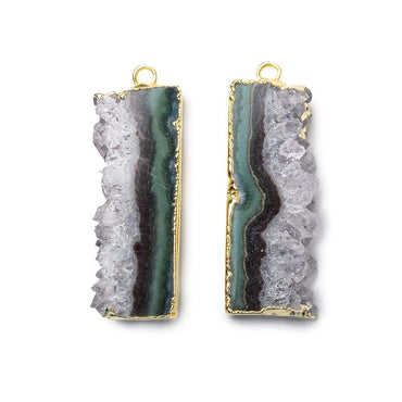 32x12mm 22kt Gold Leafed Bolivian Amethyst Natural Slice Pendant Set of 2 (ONLINE ORDER ONLY)