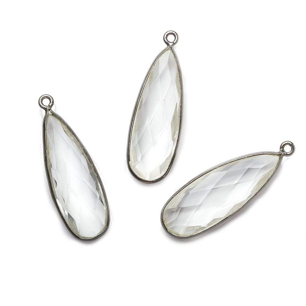 32x12mm Black Gold Bezeled Crystal Quartz Pear Pendant 1 piece (ONLINE ORDER ONLY)