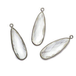 32x12mm Black Gold Bezeled Crystal Quartz Pear Pendant 1 piece (ONLINE ORDER ONLY)