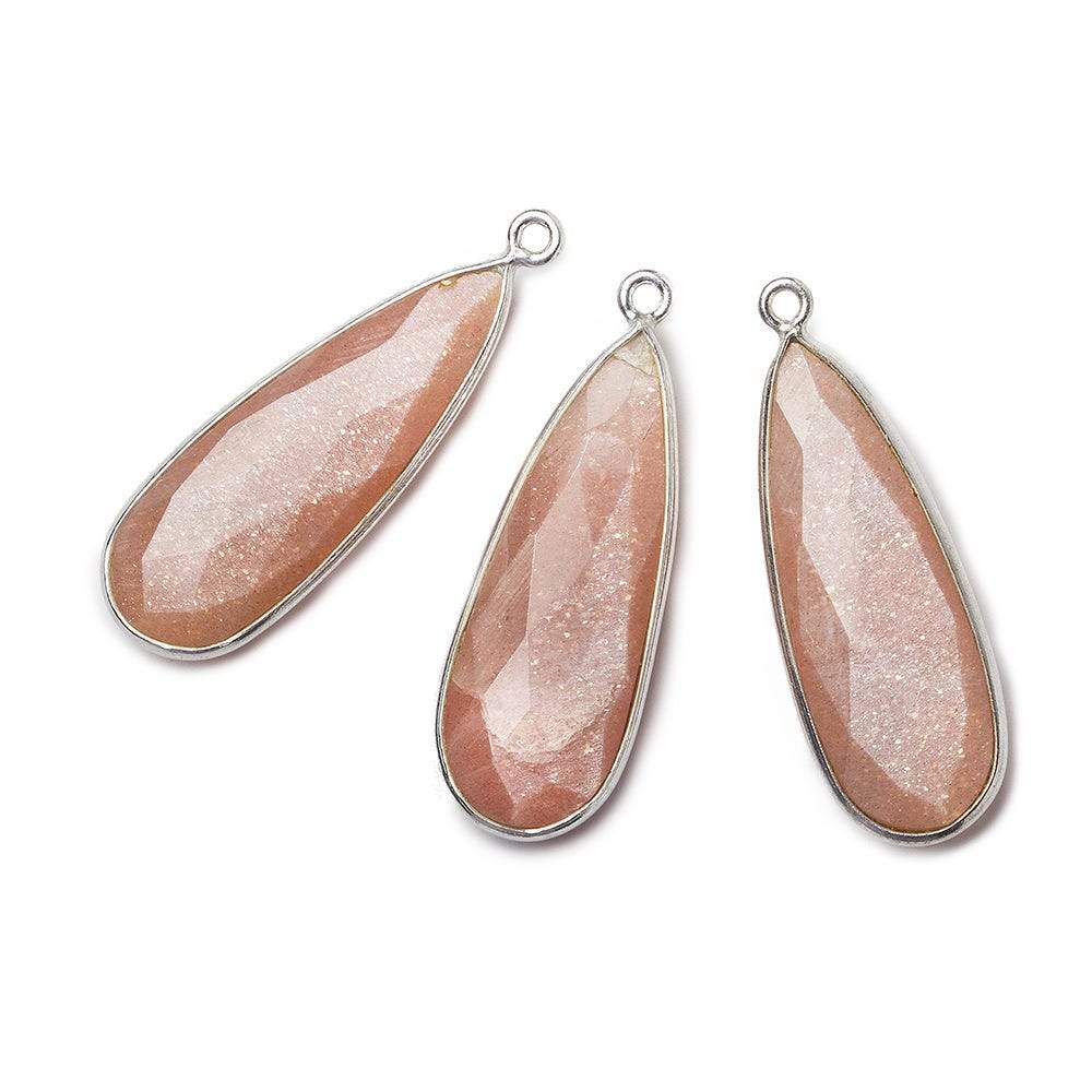 32x12mm Silver .925 Bezeled Angel Skin Peach Moonstone Pear Pendant 1 piece (ONLINE ORDER ONLY)