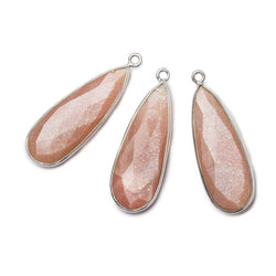 32x12mm Silver .925 Bezeled Angel Skin Peach Moonstone Pear Pendant 1 piece (ONLINE ORDER ONLY)