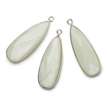 32x12mm Silver .925 Bezeled White Moonstone Pear Pendant 1 piece (ONLINE ORDER ONLY)