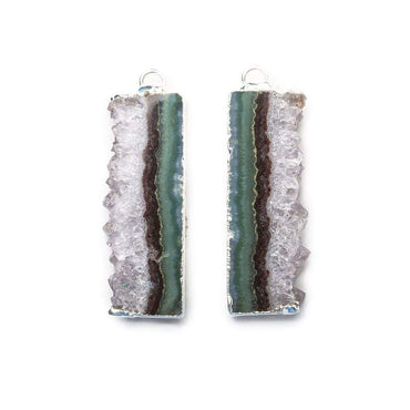 32x12mm Silver Leafed Bolivian Amethyst Natural Slice Pendant Set of 2 (ONLINE ORDER ONLY)