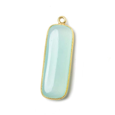 32x12mm Vermeil Bezel SeaBlue Chalcedony north south bar Pendant 1 focal bead (ONLINE ORDER ONLY)