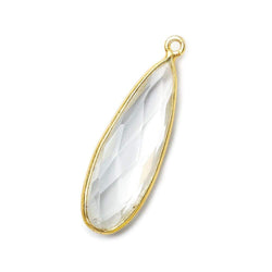32x12mm Vermeil Bezeled Crystal Quartz Pear Pendant 1 piece (ONLINE ORDER ONLY)