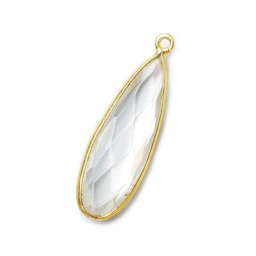 32x12mm Vermeil Bezeled Crystal Quartz Pear Pendant 1 piece (ONLINE ORDER ONLY)