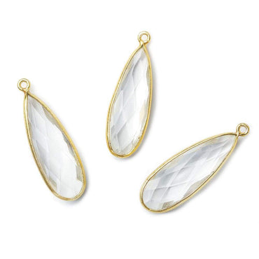 32x12mm Vermeil Bezeled Crystal Quartz Pear Pendant 1 piece (ONLINE ORDER ONLY)