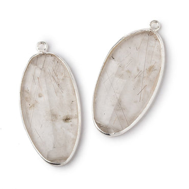 32x17mm .925 Silver Bezel Rutilated Quartz Faceted Freeform Set of 2 Pendants (ONLINE ORDER ONLY)