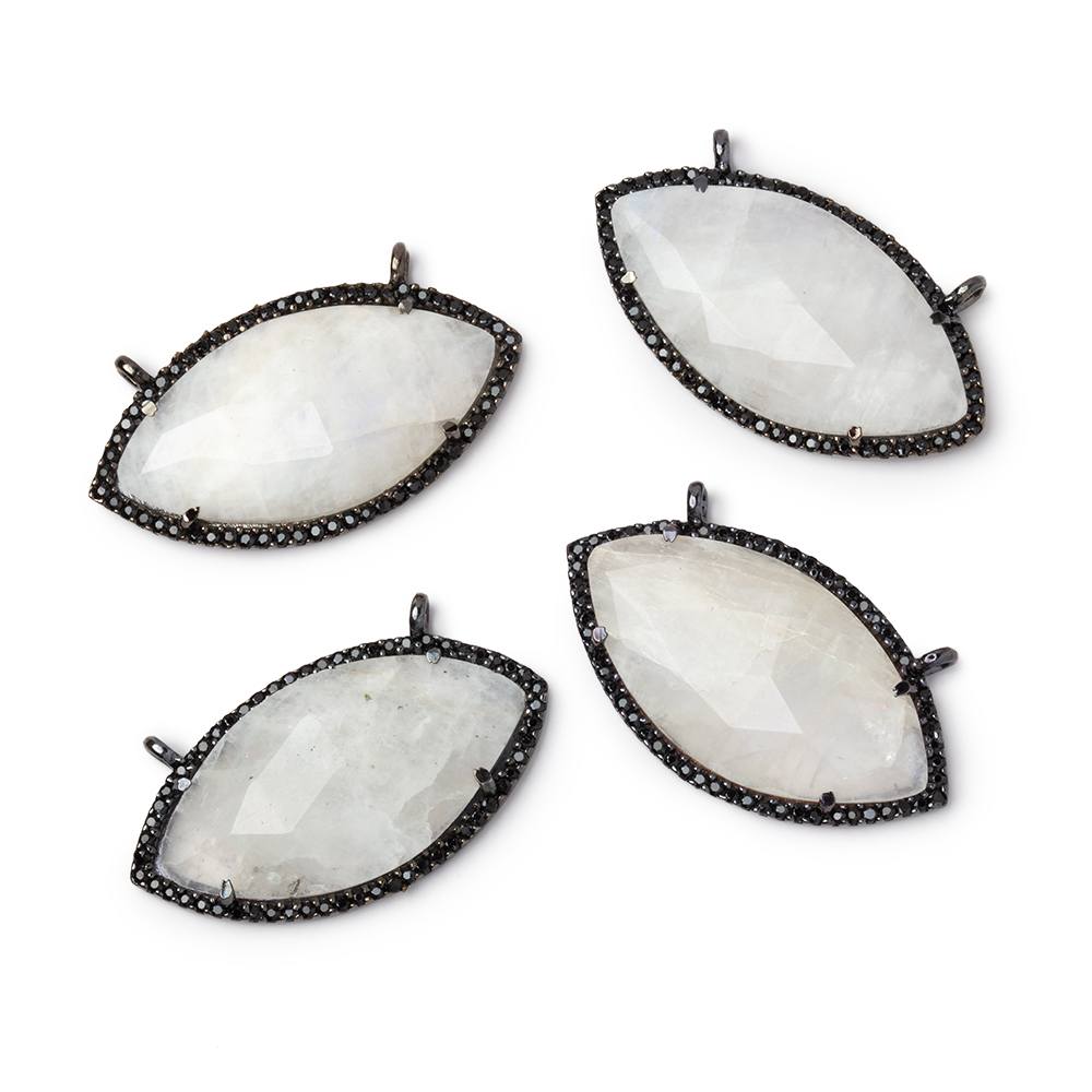 32x17mm Black Gold CZ Bezel Rainbow Moonstone Marquise Connector 1 Focal (ONLINE ORDER ONLY)