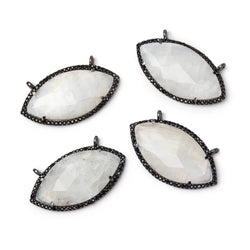 32x17mm Black Gold CZ Bezel Rainbow Moonstone Marquise Connector 1 Focal (ONLINE ORDER ONLY)