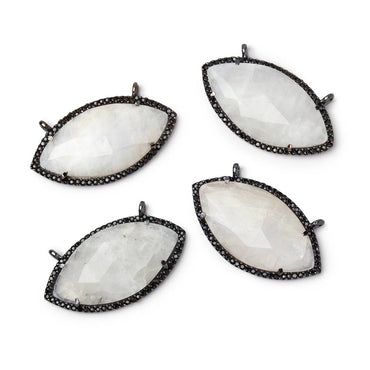 32x17mm Black Gold CZ Bezel Rainbow Moonstone Marquise Connector 1 Focal (ONLINE ORDER ONLY)
